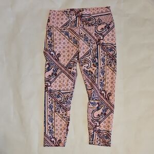 Fabletics Pink Paisley Powerhold Capri Leggings